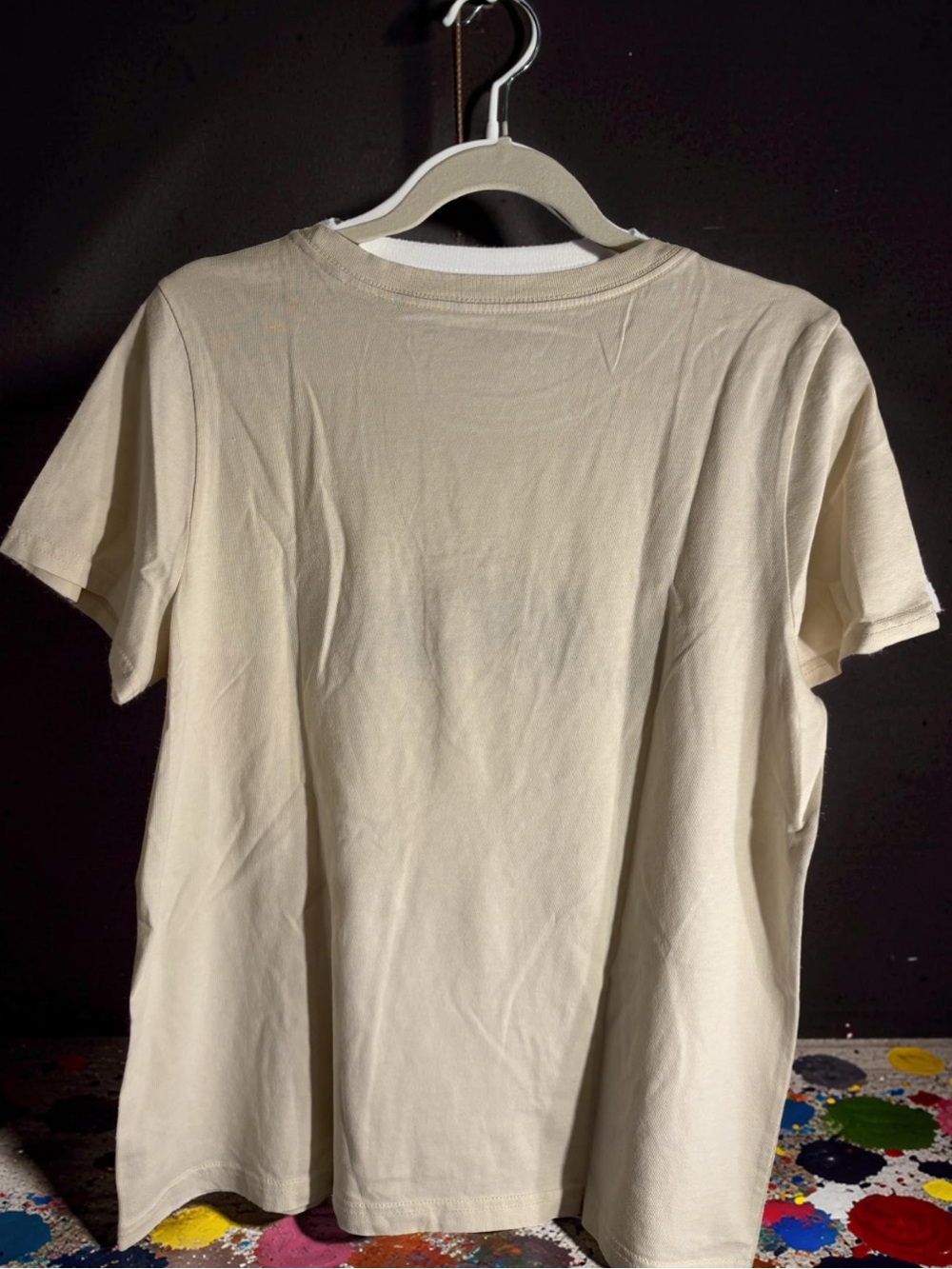 NEW Lucky Brand Cream Tee with Navy Floral 'LUCKY' Embroidery - Picture 2 of 7